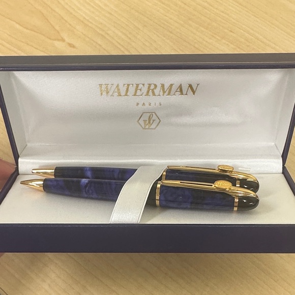 Waterman Blue and Gold Pen and Mechanical Pencil Set